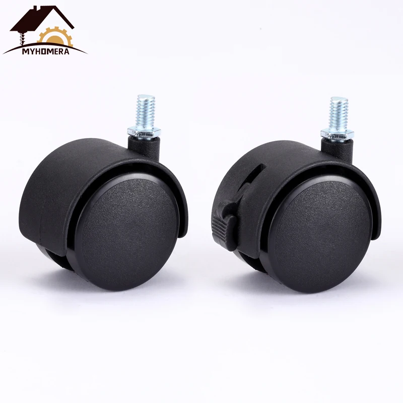 Rodízio da mobília da roda da cadeira de myhomera 4x 39mm/1.5 polegadas m8 parafuso/placa rodas do rodízio do giro ferragem freio silencioso proteger-2