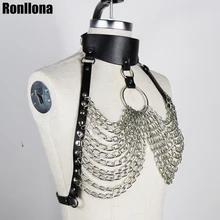 Стильная кожаная портупея, Пастельная готика, укороченный топ, ремень для тела, бюстгальтер с цепочкой, клетка для груди, высокая талия, чокер, воротник, регулируемый, фетиш, эротический, для паба