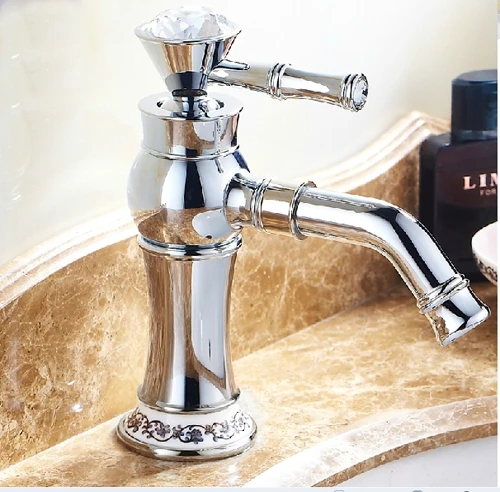 Crystal European Gold Crystal Double Hole Kitchen Faucet Copper Antique Table Basin Tap Crystal European Gold Crystal Double Hole Kitchen Faucet Copper Antique Table Basin Tap