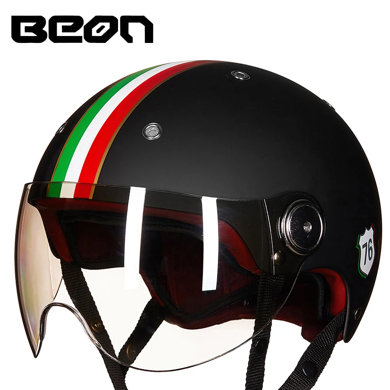 BEON мотоциклетный шлем Chopper 3/4 с открытым лицом винтажный шлем Moto Casque Casco Capacete для мужчин и женщин скутер мотоциклетный шлем - Цвет: a5