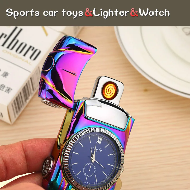 

Intelligent USB Tesla Coil Lighter Induction Charging Metal Watch Sports Car WindProof No Gas Smoker Cigarettes Gift