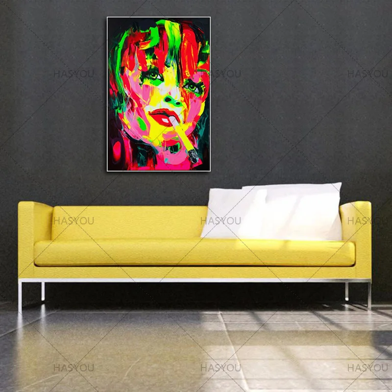 

cheap art HandPainted Modern Abstract Knife Oil Painting On Canvas sexy girl picture Wall Art For Living Room Home Decoration