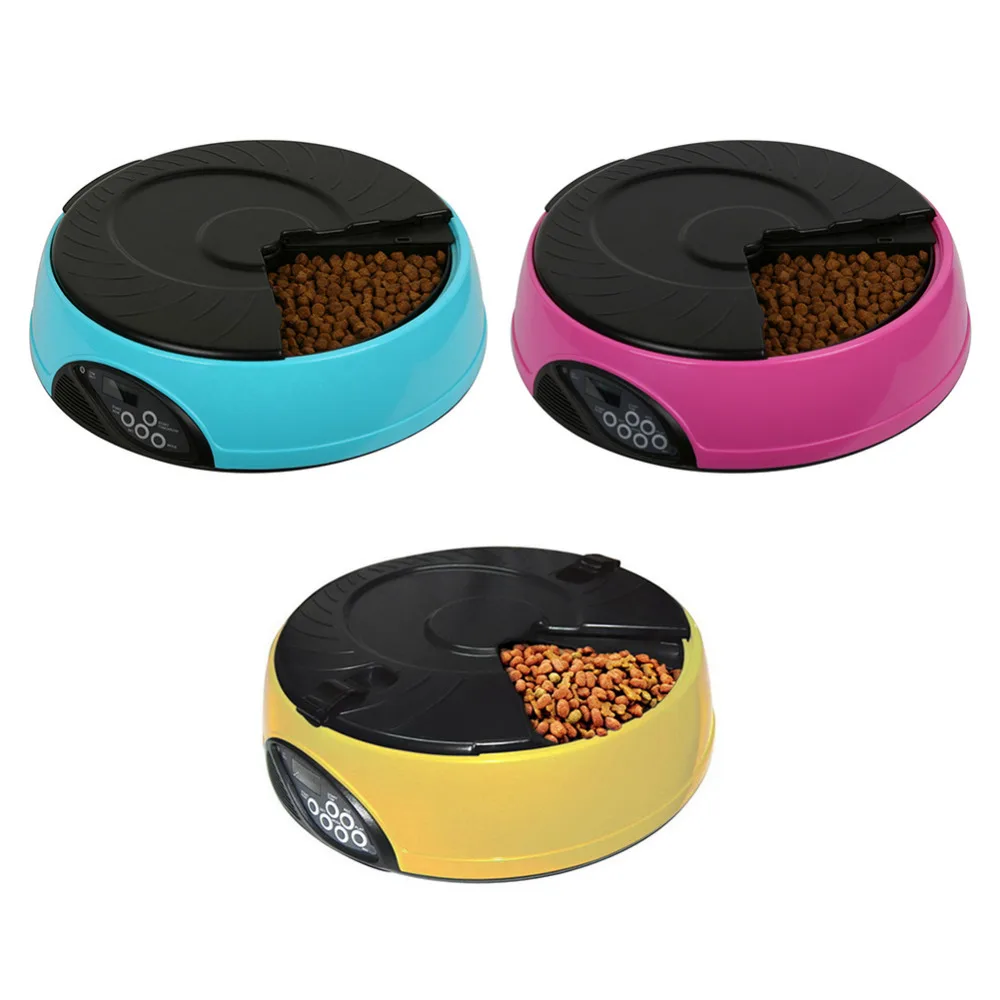 

6 Meals Automatic Pet Feeder Separate Compartments Food Trays Smart Dogs Cats Food Bowl Dispenser Convenient Dogs Cat Feed Bowl