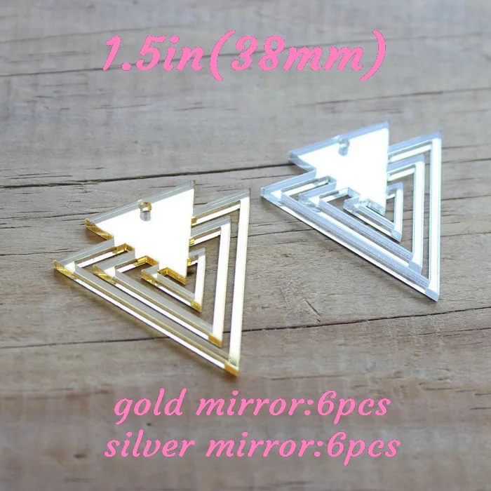 mirror set-12pcs 38 мм акриловые рисунки серьги DIY вырез 1,"-AC1409 - Окраска металла: mirror set-12pcs