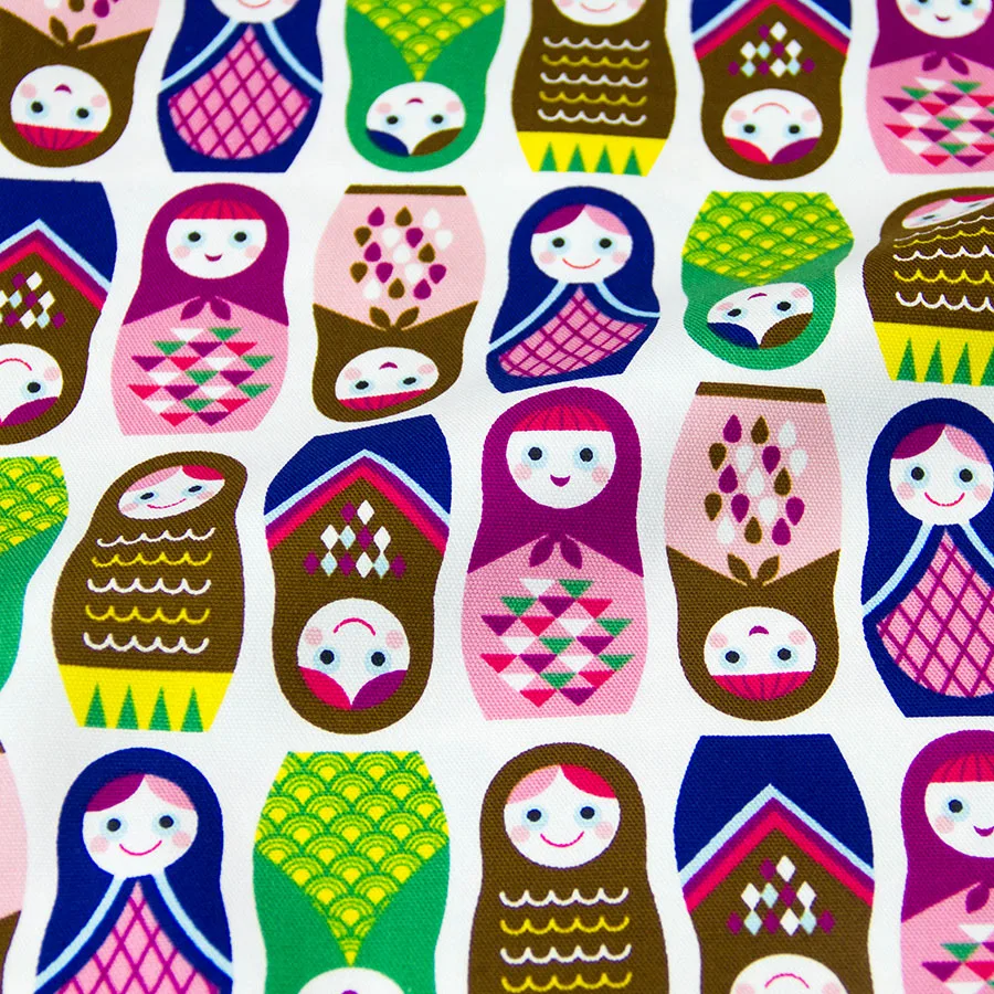 Half-Meter Japanese Kokka Oxford Cotton Fabric Patchwork Quilting Cloth Textile For Sewing Matryoshka White | Дом и сад