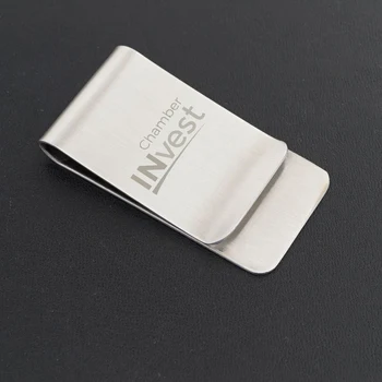 

Corporate Promotional Gift Customized Logo Metal Stainless Steel Cash Money Clip Wallet Credit Card Business Card Holder 25pcs