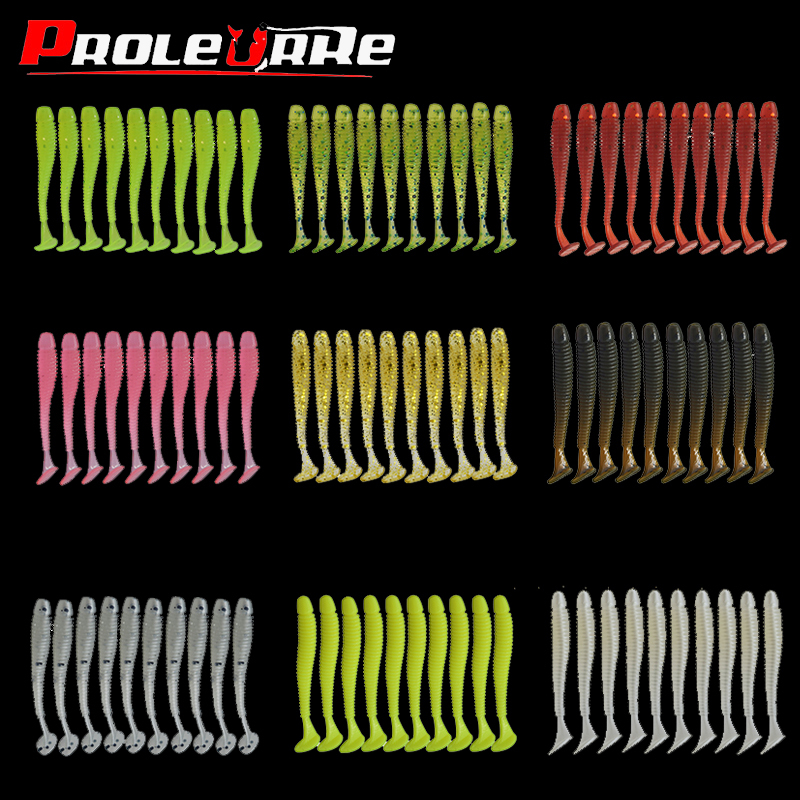10Pcs/Lot Wobblers Soft Lure 47mm 0.7g Silicone Worms Fishing Bait Jigging Tail Swimbaits Artificial For Carp Bass Minnow Tackle