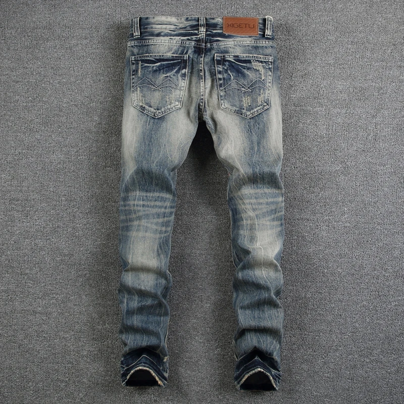 2019 новые дизайнерские Для мужчин s джинсы с прорезями рваные джинсы для мужчин повседневные штаны для стройных Fit бренд уличной стрейч