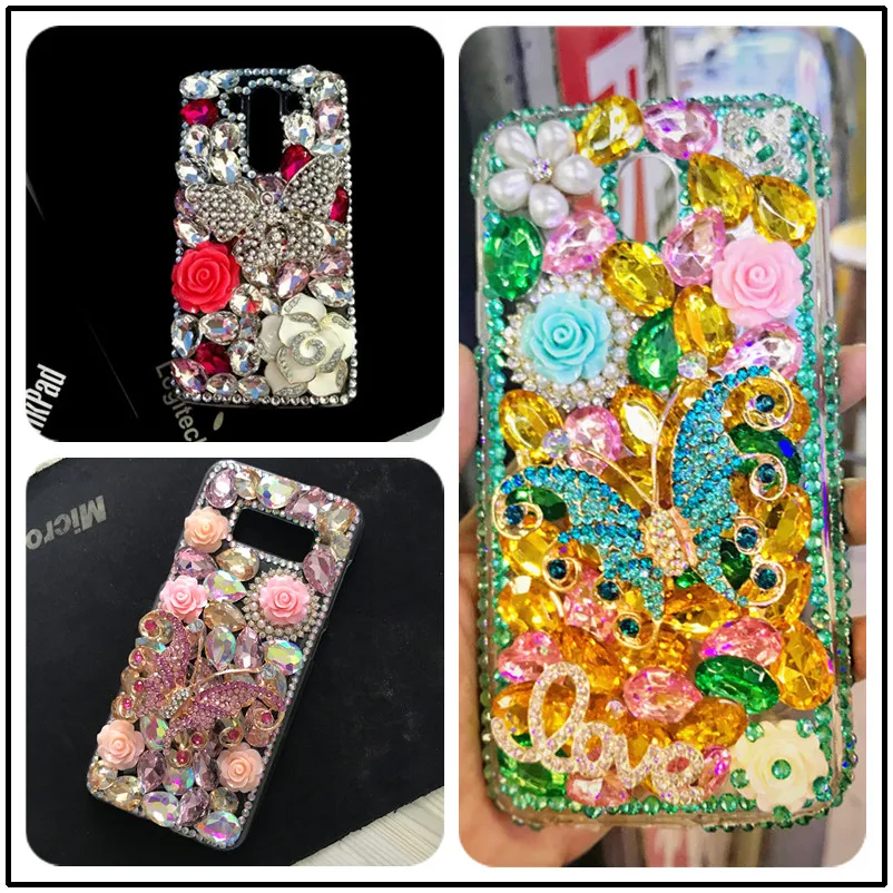 DIY-Diamond-Pink-Rose-3D-Butterfly-Bling-Rhinestone-Cases-for-iPhone-XS-Max-XR-XS-X