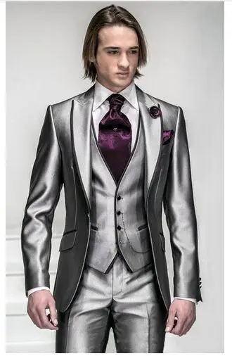 Blazer da uomo Slim Fit argento lucido Slim Masculino Business Casual uomo  elegante Blazer primavera autunno Dot Blazer a righe uomo|groom suit|suit  slimtuxedos for sale - AliExpress