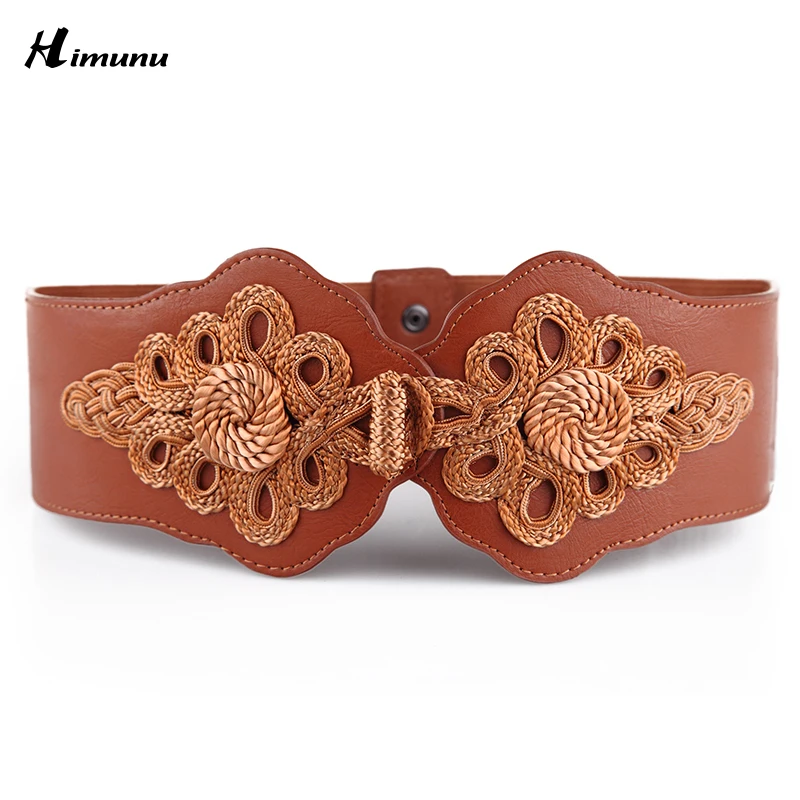 

Hot European and American woven elastic butterfly buckle wide belt lady girdle fashion Cummerbunds Female belts for girdle women