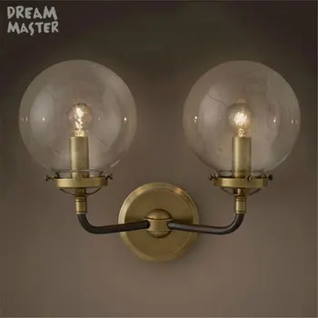 

Europe style vintage Wall Lamps Abajur for Living Room Wall Sconces Light E27 Nordic chrome bronze Wall Light clear white shade