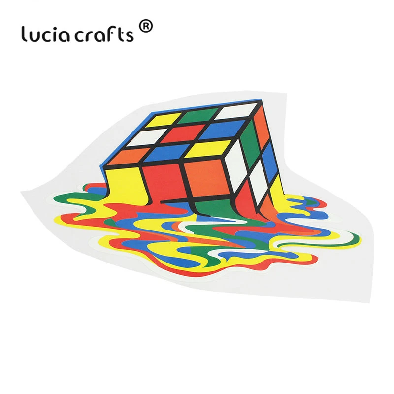 

Lucia crafts 1piece/lot 28*16cm Cube pattern Heat Transfer Pattern Iron On Patches T-shirt DIY Decoration Accessories L0912