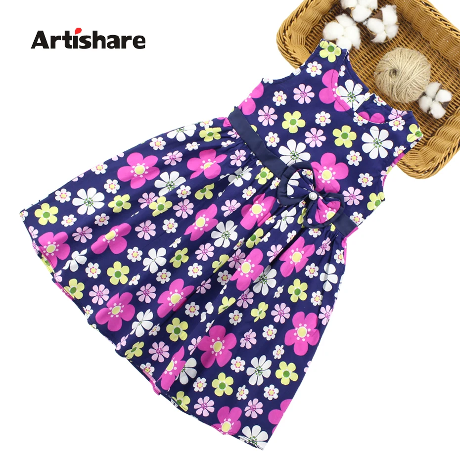 Artishare/платье для девочек; летняя детская одежда; платье с цветочным рисунком для малышей; костюм принцессы для подростков; vestidos; Возраст 8, 9, 10, 11, 12 лет