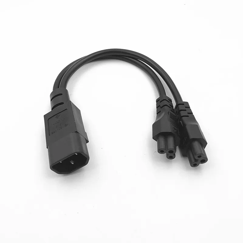 컴퓨터 호스트 디스플레이용 전원 Y 타입 분배기 어댑터 케이블, 단일 IEC 320 C14 수-듀얼 C5 암 짧은 코드, 0.32m