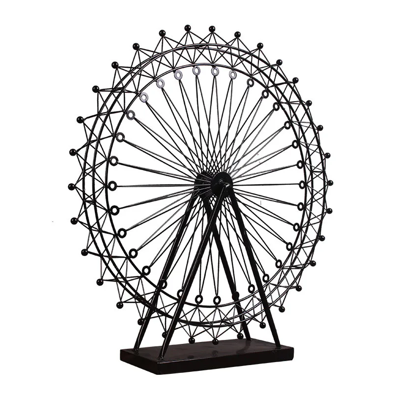 

Vintage Metal Alloy Building Model Rotating Happy Ferris Wheel Decoration Creative Home Metal Decoration Desk Office Crafts