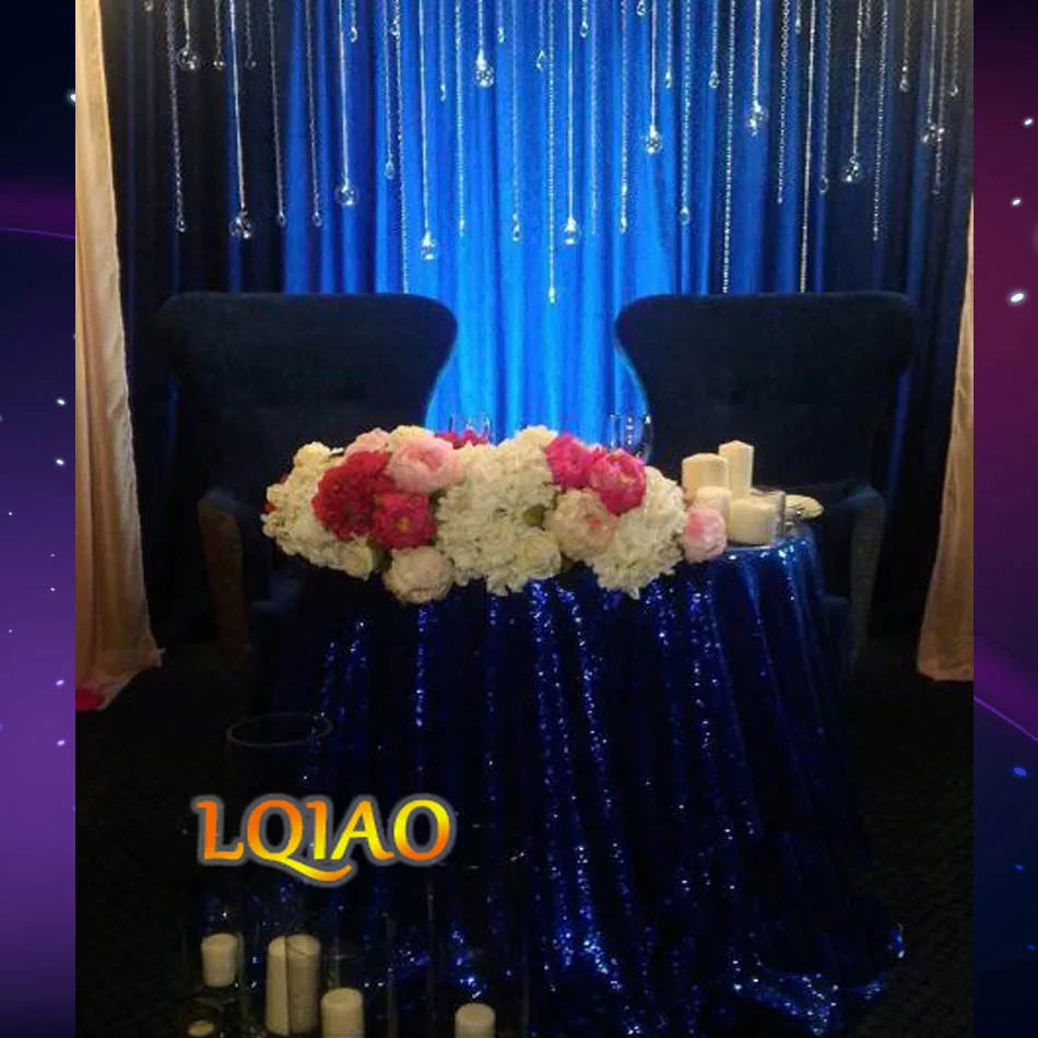

LQIAO 90In Wedding Sequin Tablecloth 90 inch Round Royal Blue Party Glitter Table Cloth Shimmer Table Linens for Home Decoration