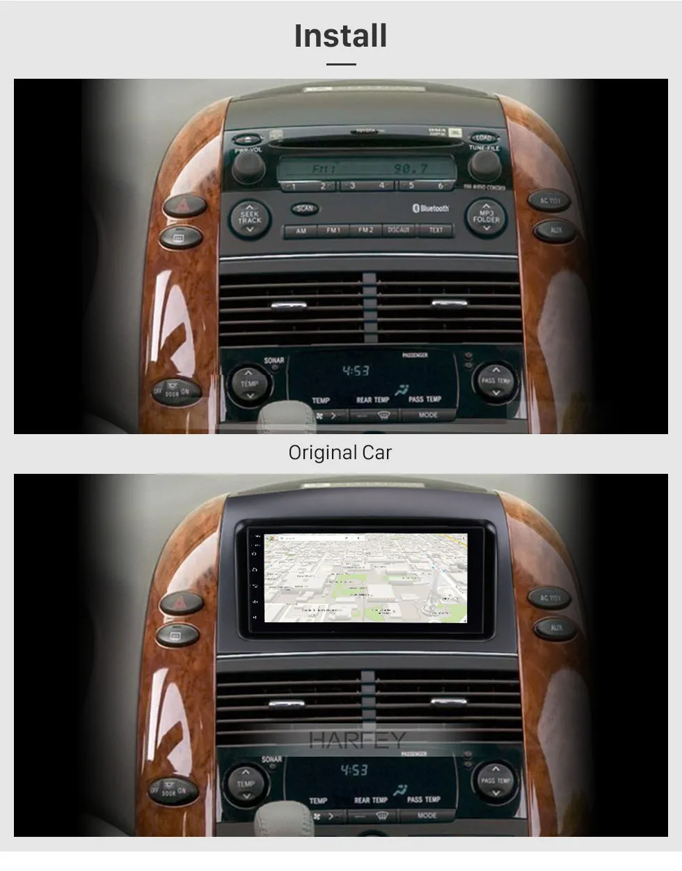 Best Harfey Android 8.1 7" 2Din Radio Head Unit For Toyota Sienna 2004-2010 GPS Navi Bluetooth WIFI 1080P Video USB SWC Backup Camera 2
