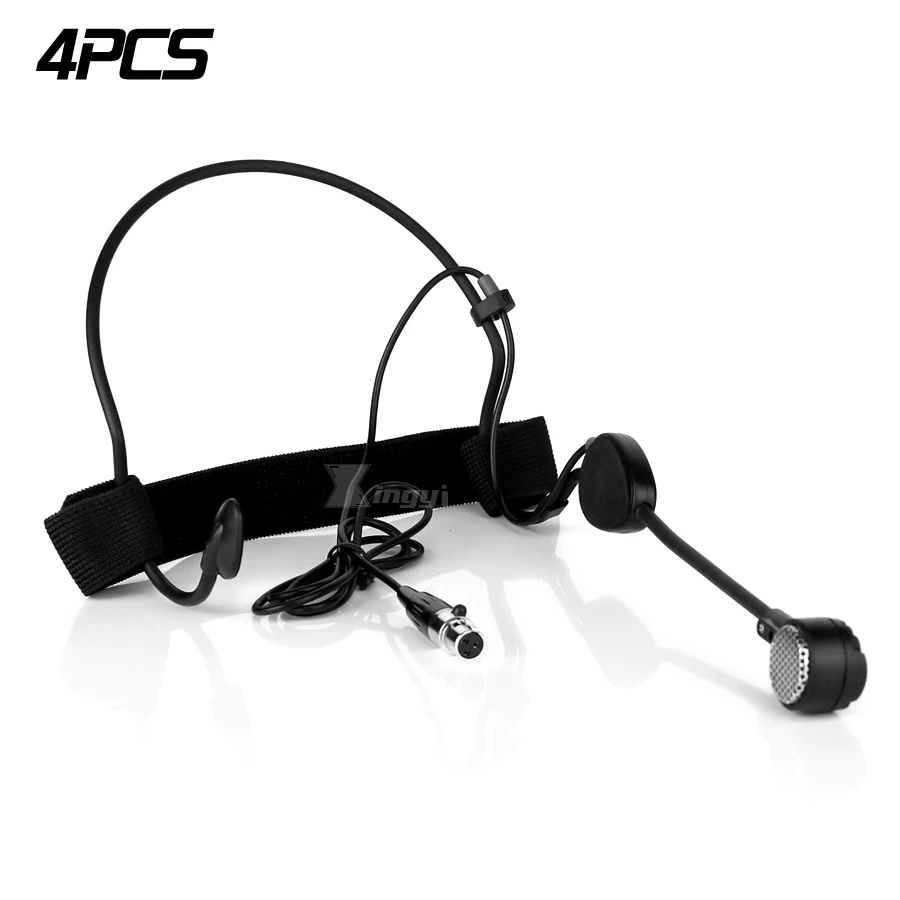 4Pcs Mini XLR 3 Pin TA3F Earset Earhook Microphone Headset Dynamic Mic