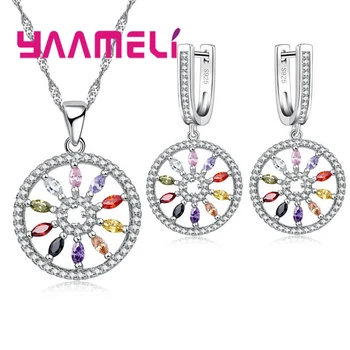 

Fascinating Fashion Latest Arrival Beautiful Sunshine Lucky Roud Shape Woman 925 Sterling Silver Jewelry Set Best Gift