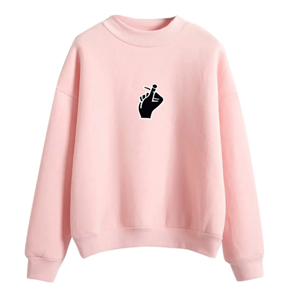

JAYCOSIN Hoodies&Sweatshirts 2019 Autumn Long Sleeve Gesture Print Harajuku Hoodie Sweatshirt Women Hoodies Sudadera Mujer JUL22