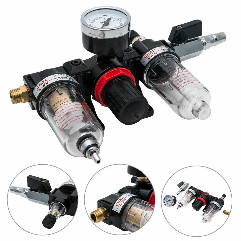 Separador de Água Redutor de Pressão Regulador de Pressão de ar Unidade Manutenção Lubrificador Comprimido 1 - 4 213psi 4 Cheap Filtros de ar