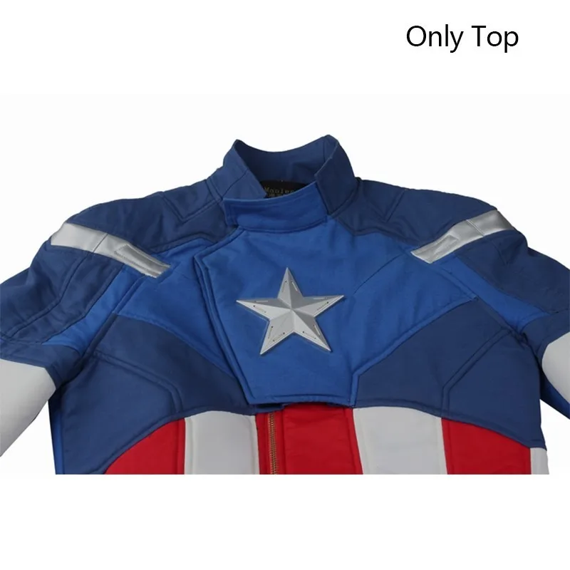 Мстители 1 Капитан Америка Стивен Роджерс косплей костюм супергероя Хэллоуин только Топ перчатки брюки ремень аксессуары шлем - Цвет: Only top