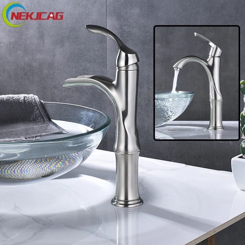 

Basin Faucet Brushed Nickel Bathroom Mixer Tap Deck Mounted Basin Sink Mixer Faucet