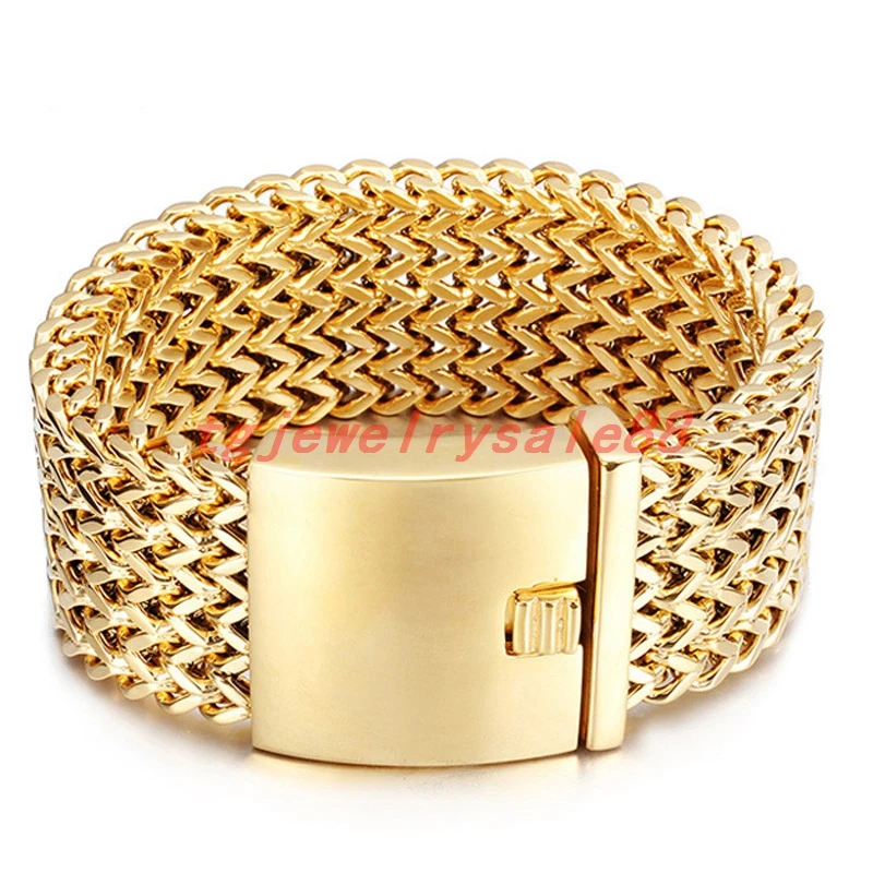 30 мм широкий Модный классический браслет-цепочка из нержавеющей стали Фигаро Роло крепкий хип-хоп рок мужские манжеты ювелирные изделия золото-цвет 9"