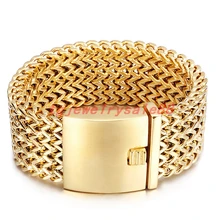 30 мм широкий Модный классический браслет-цепочка из нержавеющей стали Фигаро Роло крепкий хип-хоп рок мужские манжеты ювелирные изделия золото-цвет 9"