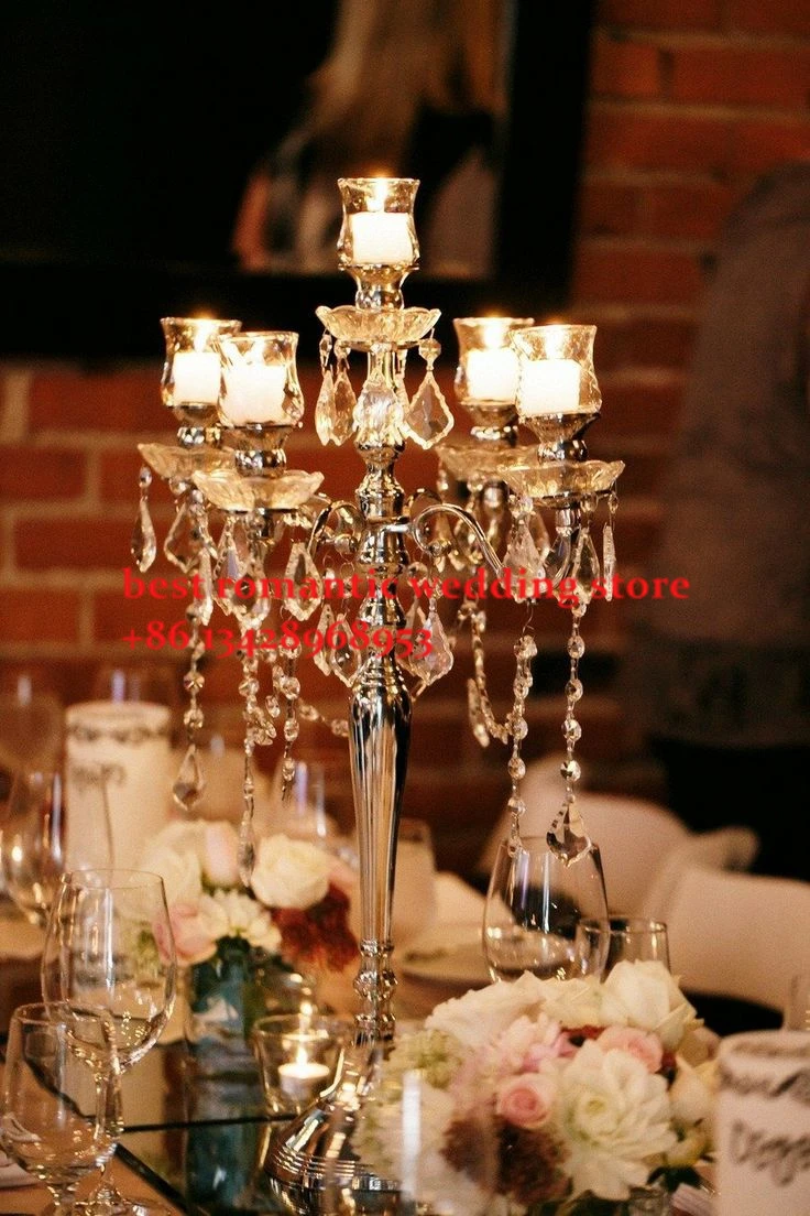 

10pcs top grade 5 arms acrylic crystal wedding centerpiece with candle holder/wedding road lead/wedding column/pillars/68cm tall
