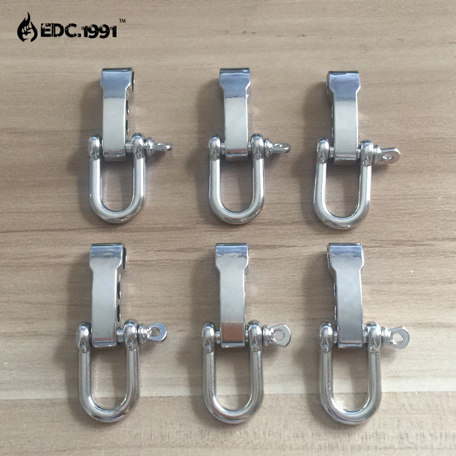 

6PCS/lot U Shape Adjustable Zinc alloy Anchor Shackle Outdoor Camping Survival Rope Paracord Bracelet Buckles 1lot EDC tools