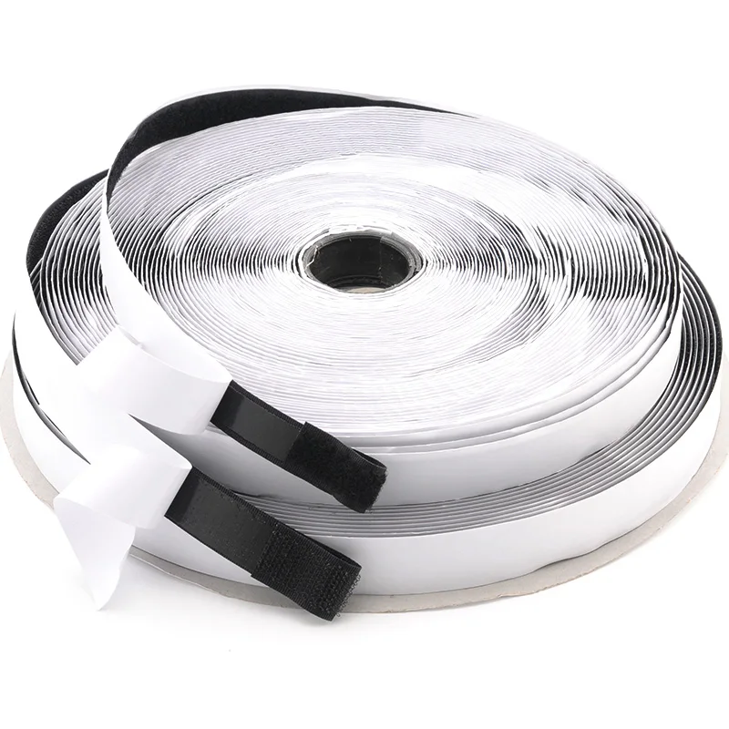 

16/20/25mm Black White Hook and Loop Fastener Tape Magic Nylon Sticker Adhesive Hook LoopDisks Tape Sewing With Strong Glue