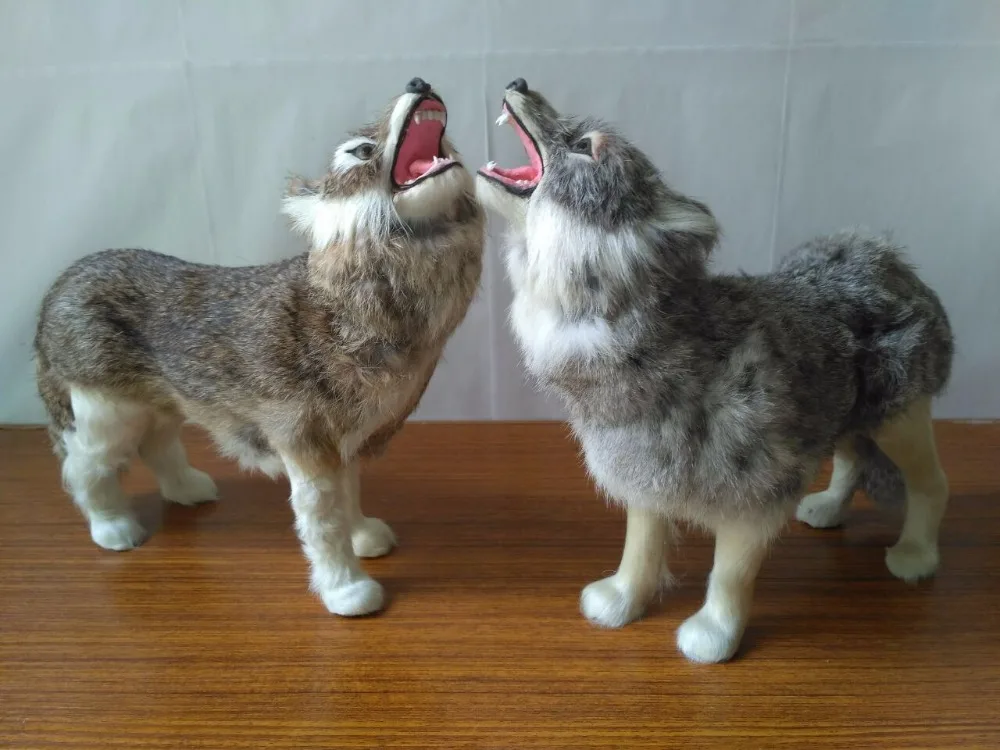 simulation wolf model large 30x25cm,plastic&furs wolf handicraft,prop
