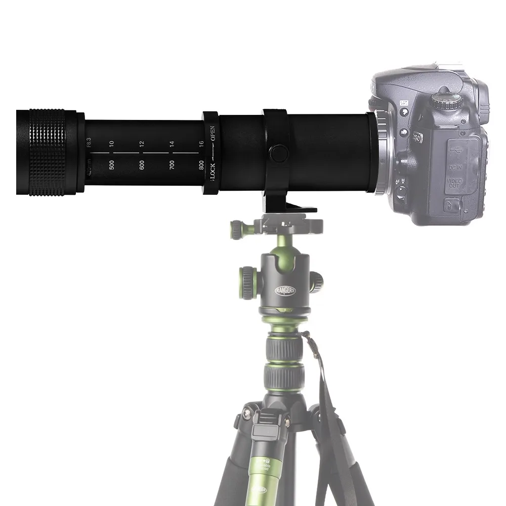 420-800mm F/8,3-16 ручной Супер телефото зум-объектив+ T2 крепление кольцевой адаптер для объектива для цифровых зеркальных фотокамер Canon Nikon Pentax Olympus sony A6300 A7