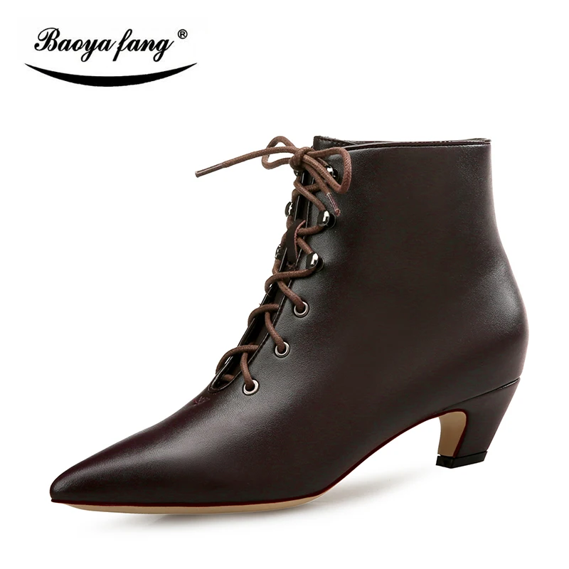 Diseño 2018 Tacón Tobillo Zapatos Nuevo Extraño Bajo De Baoyafang Mujer Cm Leopardo Black leopard marrón Para Botas Invierno 5 71OnqRZw