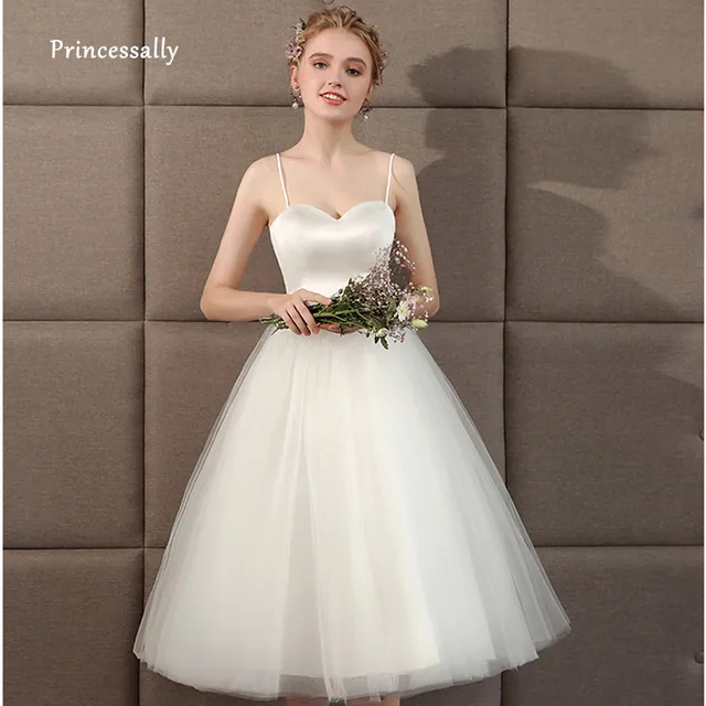Aliexpress Com Buy New Spaghetti Strap Beach Wedding Dresses Short