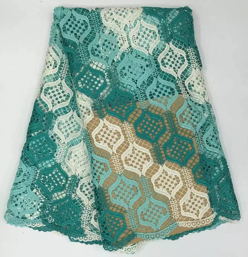 

Free shipping (5yards/pc) high quality teal green African big cord lace fabric wiht newest design for making party dress CWS23