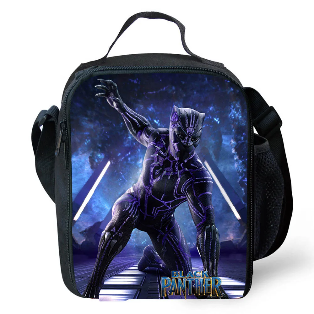 

Kids Black Panther Lunch Bag Movie Mojo Wakanda Forever Rectangular Tote Box for Children Girls Boys Cooler Crossbody Bags 2018