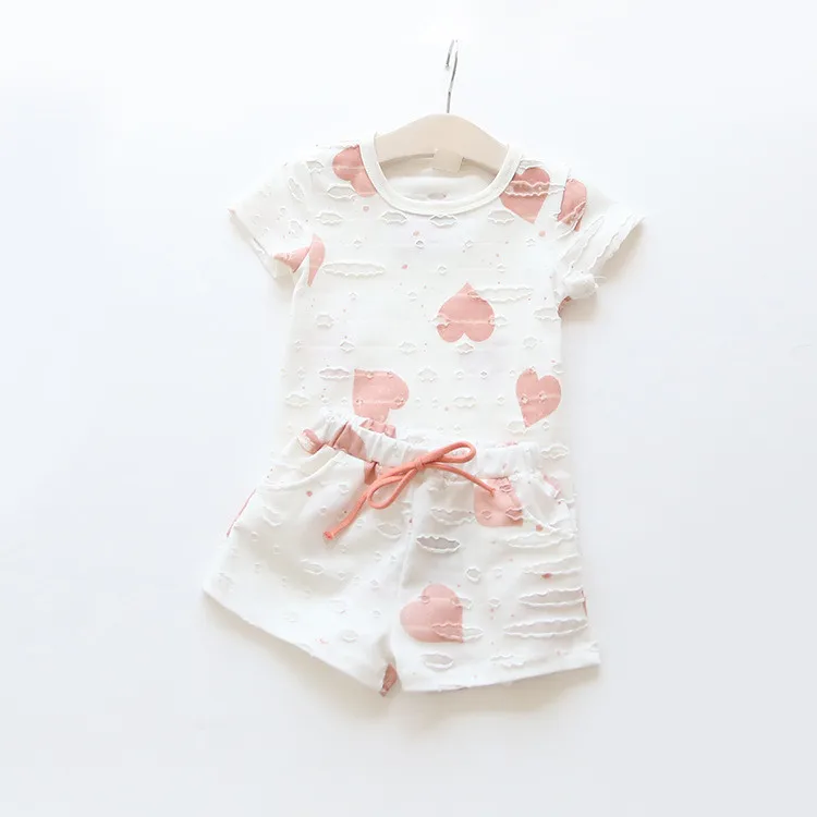 2pcs/sets,Casual Kids Clothing Baby Girls Clothes Sets Summer Heart Printed Girl Tops Shirts + Shorts Suits Children's Clothing HTB1xYb0QXXXXXaoapXXq6xXFXXX8 - 2pcs/sets,Casual Kids Clothing Baby Girls Clothes Sets Summer Heart Printed Girl Tops Shirts + Shorts Suits Children's Clothing