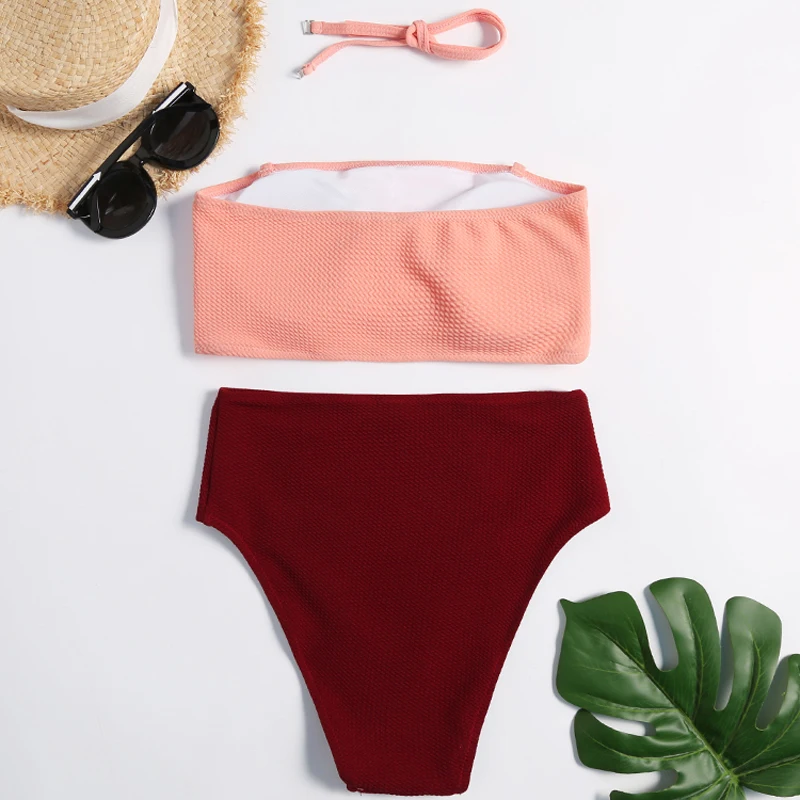 

2019 bikini women's swimsuit small big chest gathered holiday swimsuit sexy thin split beach three-point hot spring swimsuit