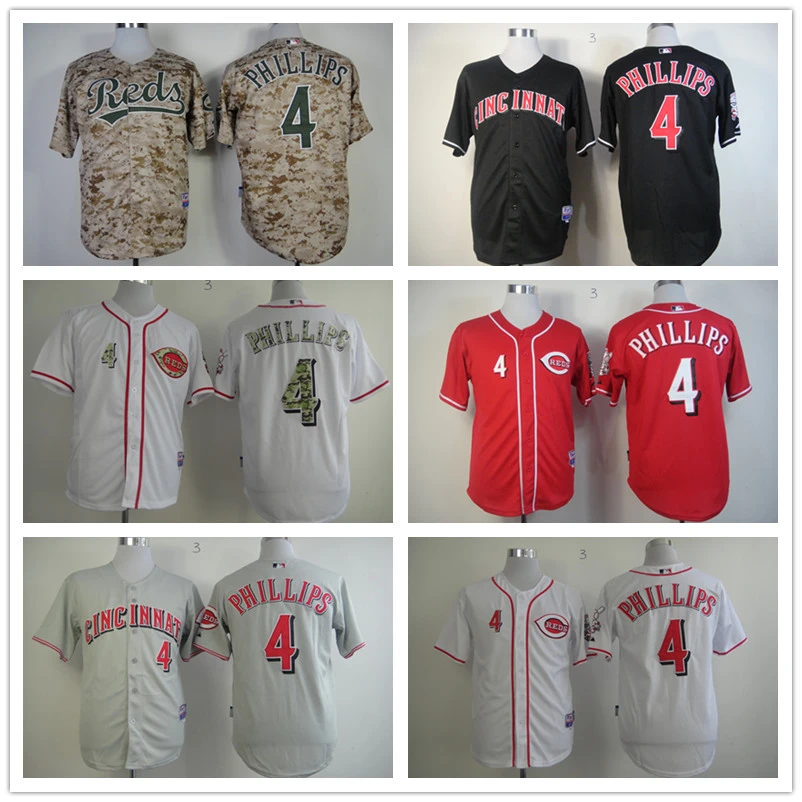 Free Shipping Men S Throwback New Baseball Jersey Cincinnati Reds 4 Brandon Phillips Jersey Stitched Logo Black Cream White Cream Duvet Creamjersey Pics Aliexpress