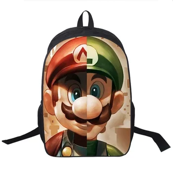 

Mario Luigi Split Students Boys Girls School Bags Beautiful Surprise Gift Schoolbag Leisure Daily Rucksack Mario Shoulder Bags
