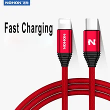 NOHON PD Type C USB Charger Cable For Apple iPhone X 8 8Plus Quick Charge Mobile Phone USB-C Nylon Data Sync Type-C Cable