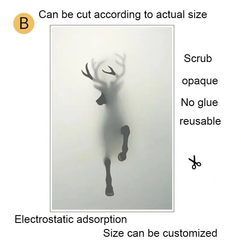 3D Художественная витражная пленка с изображением лошади оленя, наклейки на окна, статические самоклеящиеся на заказ для ванной, офиса, двери, дома, декоративные - Цвет: 80cm(w)x120cm(h) B