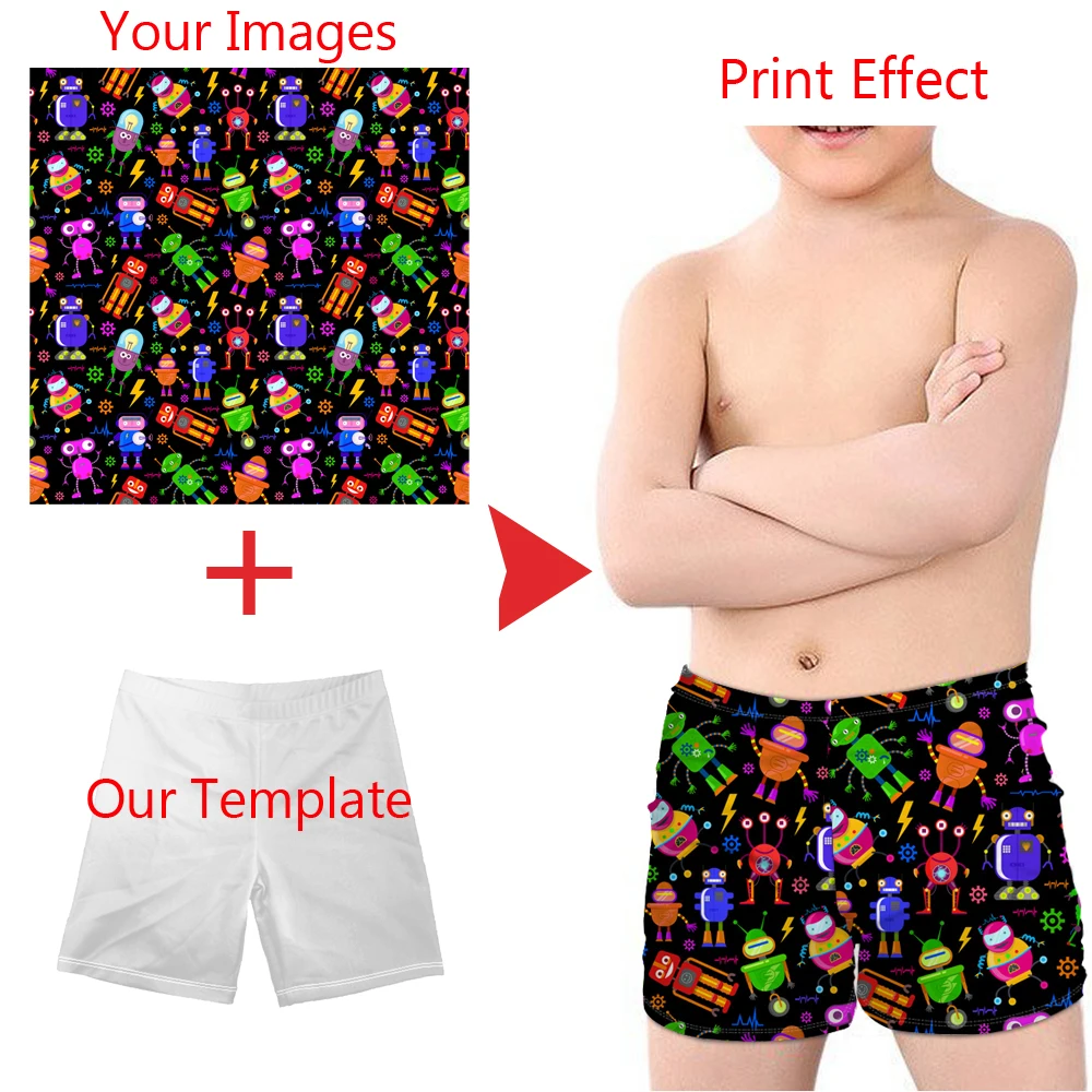 THIKIN Amine Cute Cartoon Pokemon Pikachu Print Kids Boys' Swimming Trunks Summer Beachwear Children Swimsuits Elastic