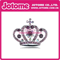 100 шт./лот Фиолетовый Кристалл Rhinestone Royal Princess Queen Корона Брошь Булавки