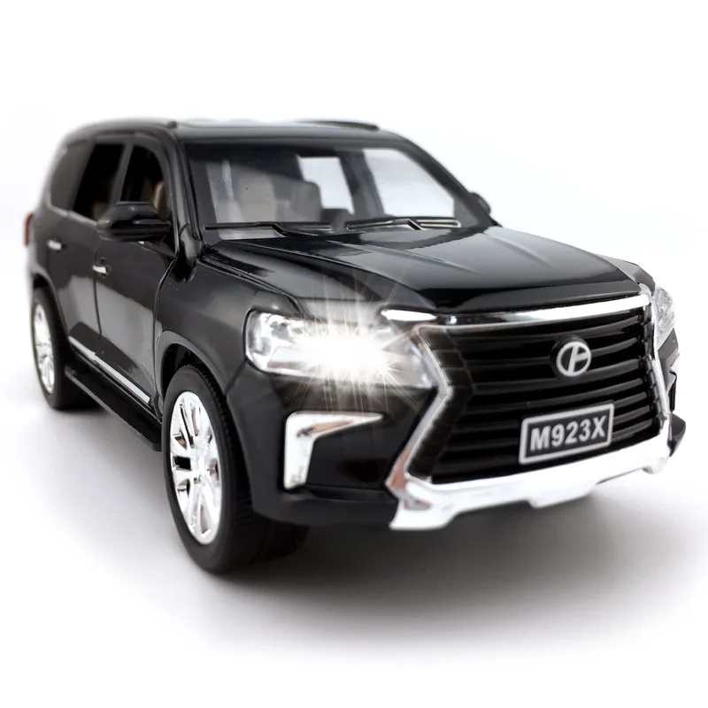 Литая модель автомобиля из 1:24 сплава для Lexus LX570, игрушечный автомобиль отличного качества для коллекции, вытяжной автомобиль со звуком и светильник