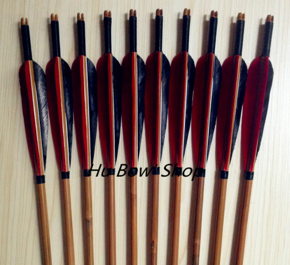 

12 Pcs Archery Traditional Handmade Hunting Shooting Field Point Turkey Feather Bamboo Arrows For Recurve Bow Free Shipping