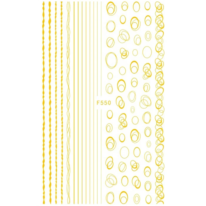 1 лист золотой серебряный круглый стикер для ногтей s полые Геометрические линии 3D наклейки для дизайна ногтей Наклейка слайдер наклейки - Цвет: 550 Gold